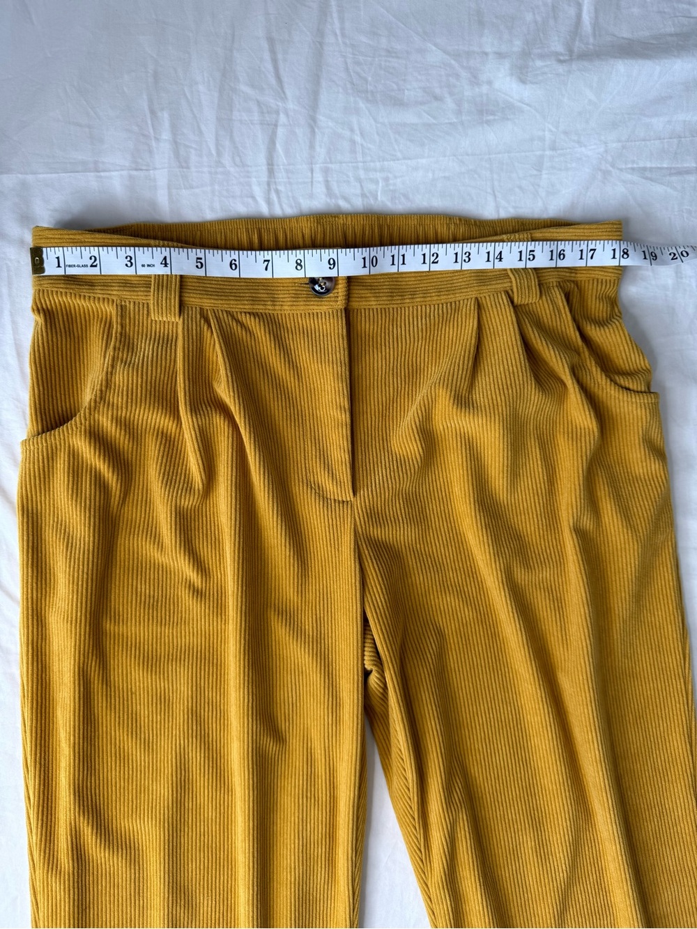 Halara Mustard Yellow Corduroy Wide Leg Pants XL Mid Rise Pleated Stretch Casual - Picture 10 of 12